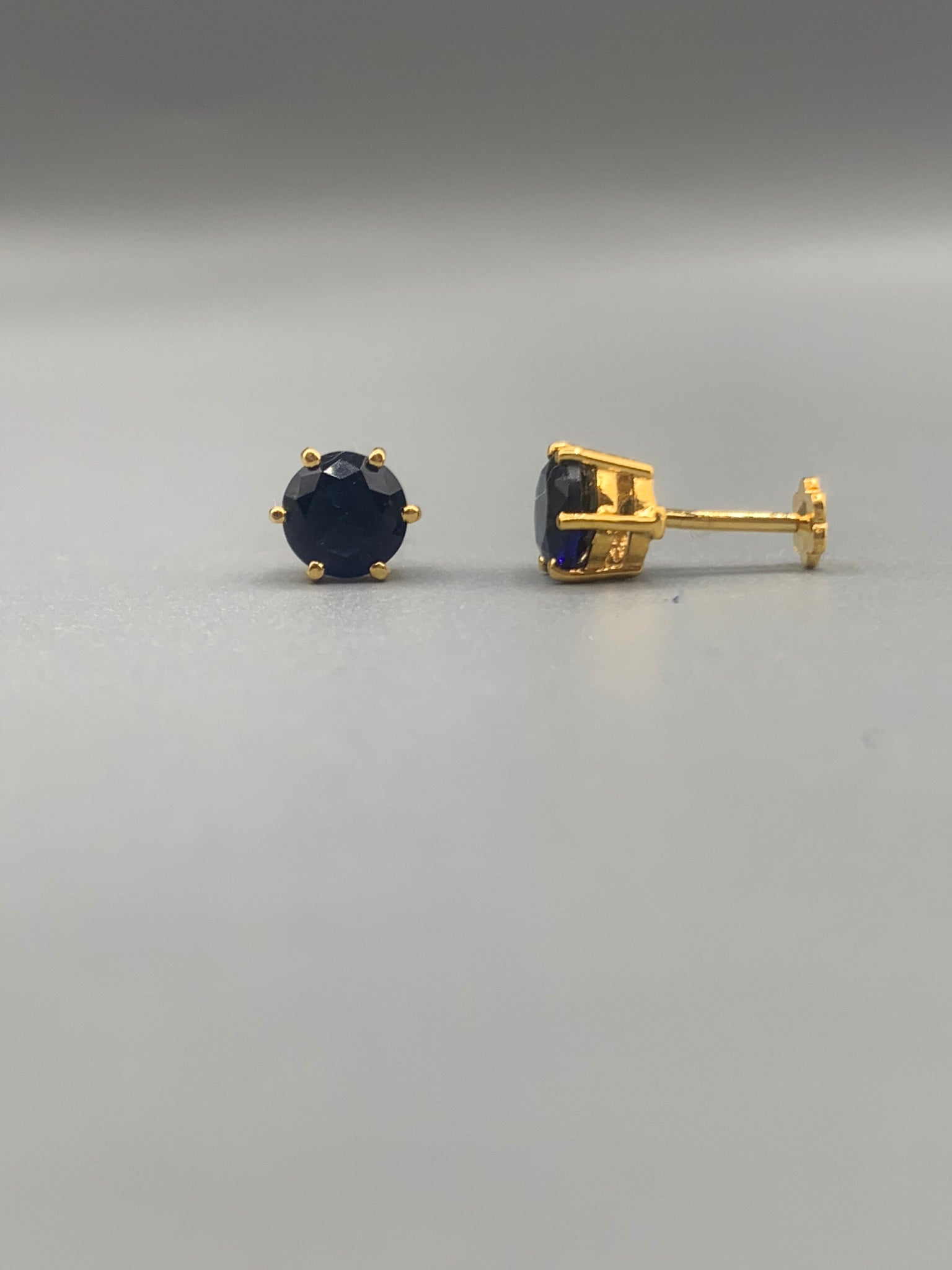 Midnight Sapphire Gold Studs