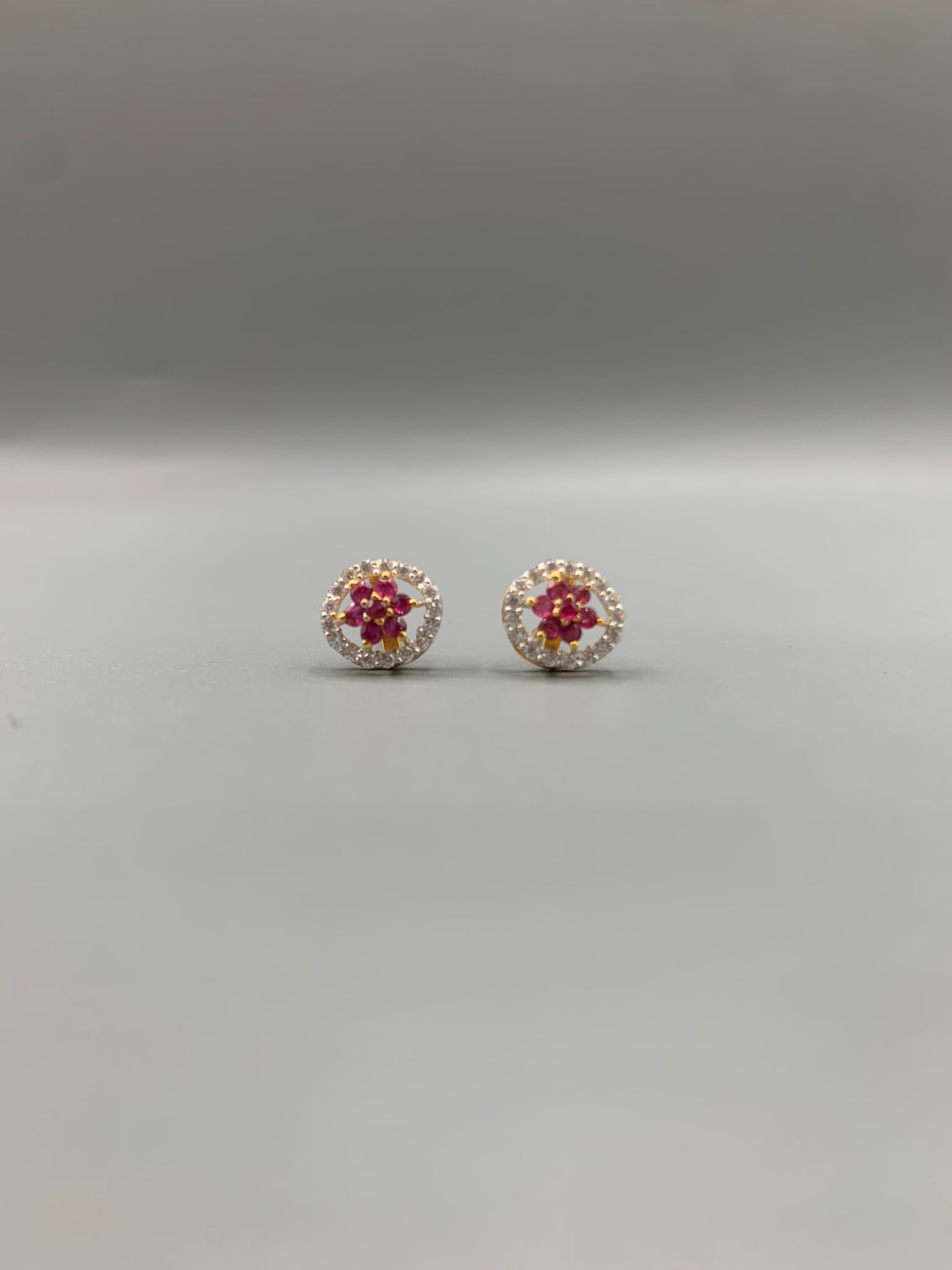 Ruby Bloom Halo Stud Earrings