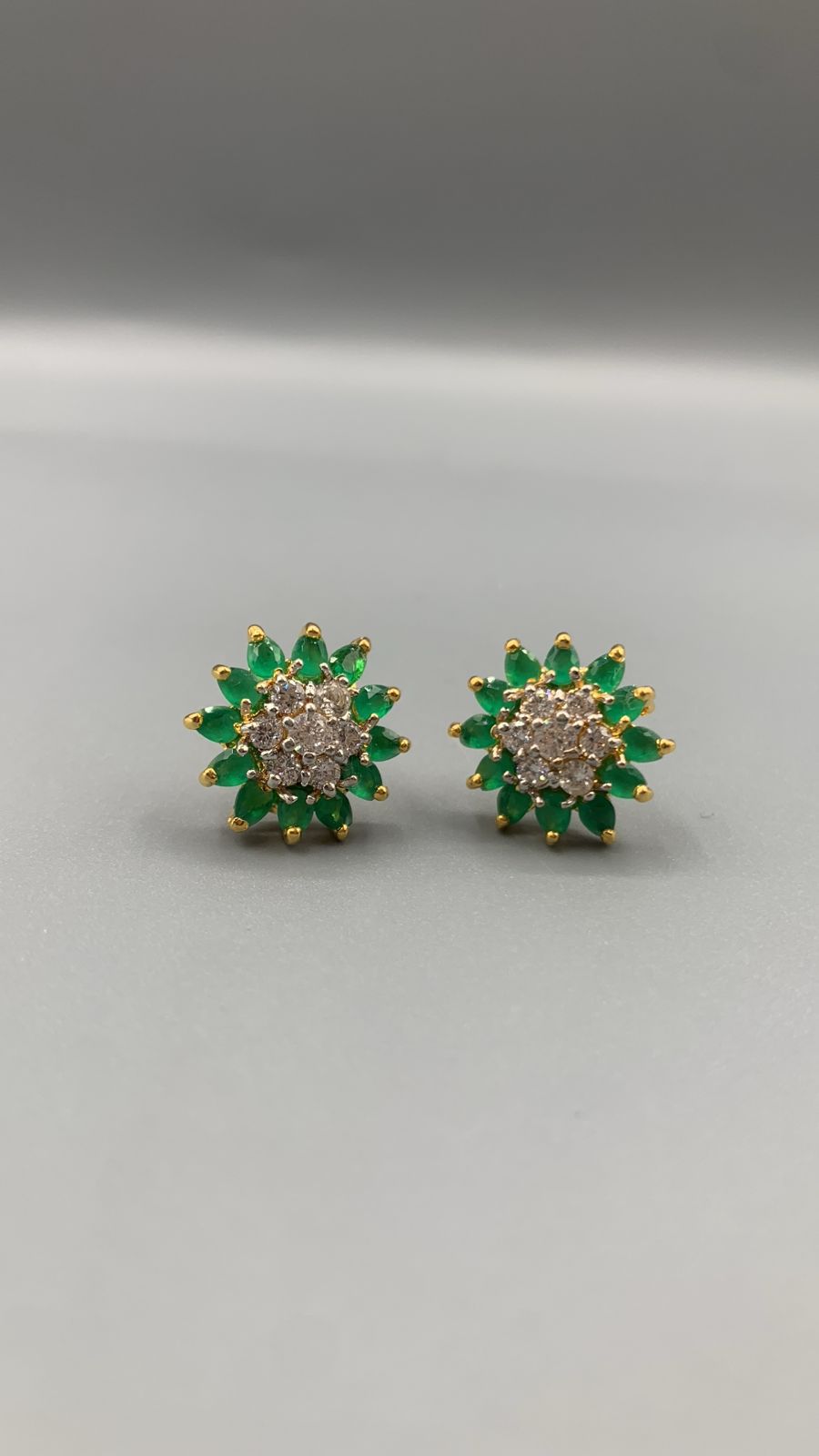 Emerald Blossom Cluster Earrings