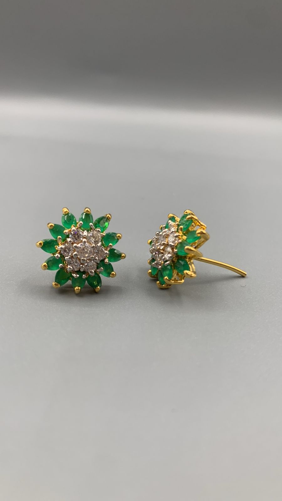 Emerald Blossom Cluster Earrings