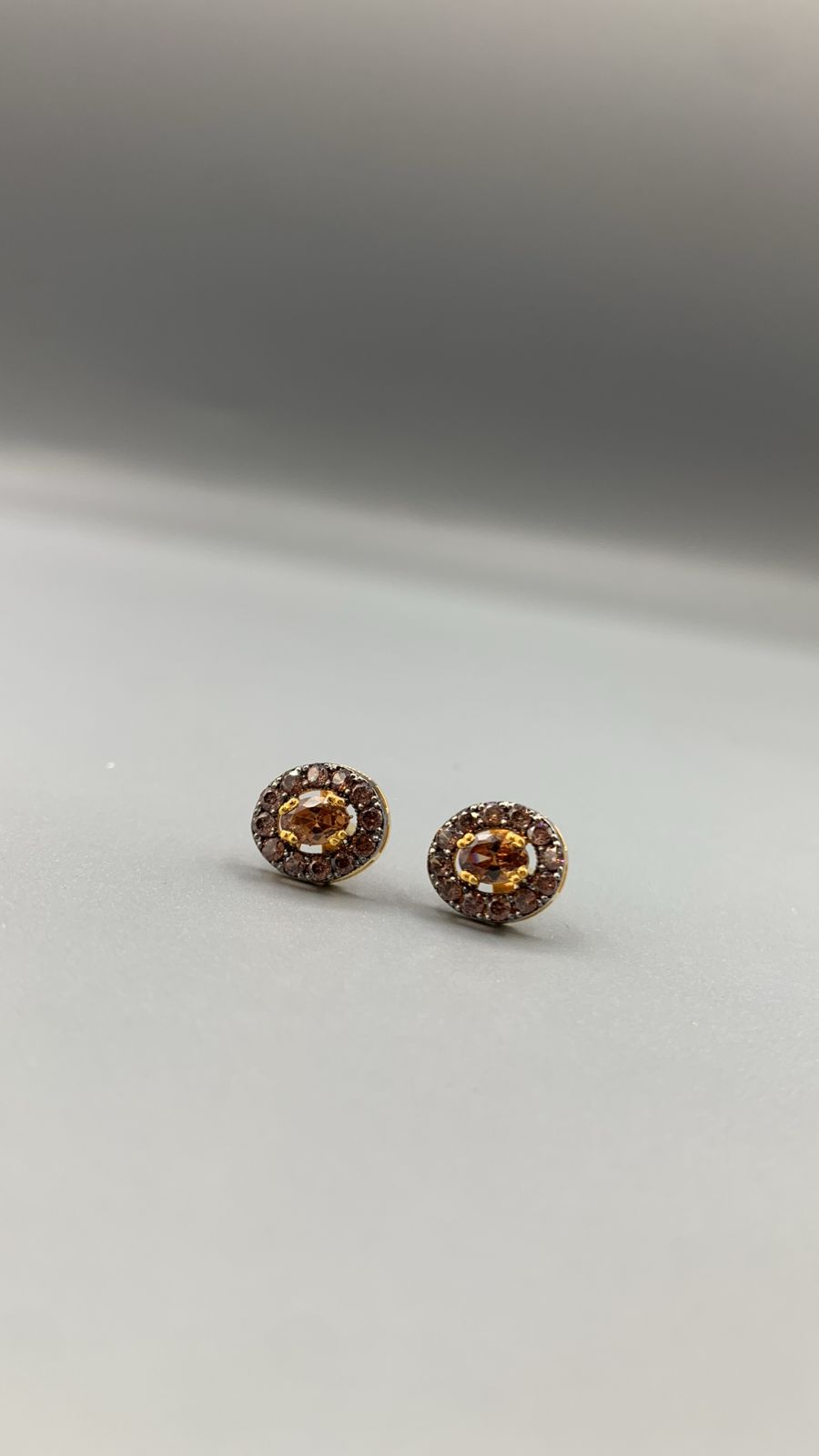 Golden Amber Halo Studs